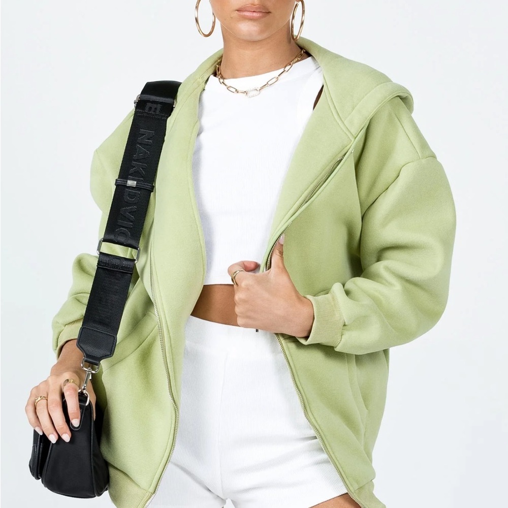Princess Polly green zip up sweatshirt